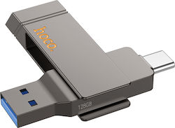 Hoco 128GB USB 2.0 Stick με σύνδεση USB-A & USB-C Μαύρο