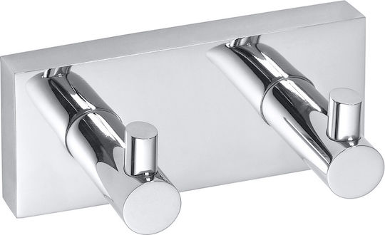 Bemeta Bemeta Άγκιστρο Μπάνιου Διπλό με Βίδες ​12x5cm Inox Γκρι