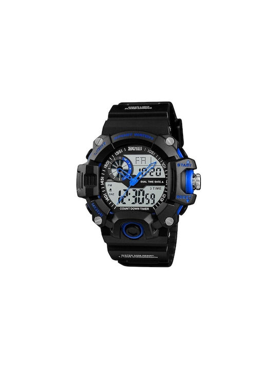 Skmei Analog/Digital Watch Chronograph Battery with Blue Rubber Strap