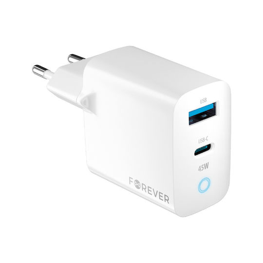 Forever Incarcător Fără Cablu GaN 45W Livrarea Energiei Alb