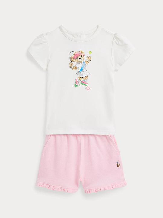 Ralph Lauren Kids Set with Shorts Summer 2pcs Trophy Cream/carmel Pink