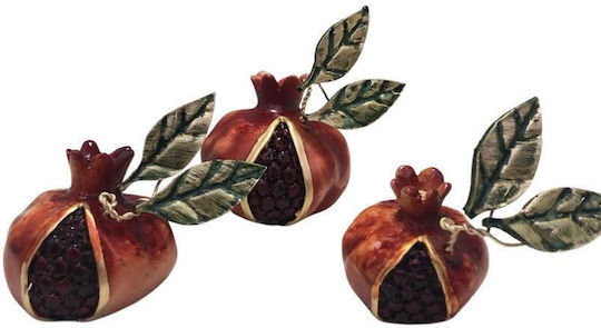 Ρόδι Χειροποίητο Επιτραπέζιο Γούρι Ρόδι Ροζ 3τμχ