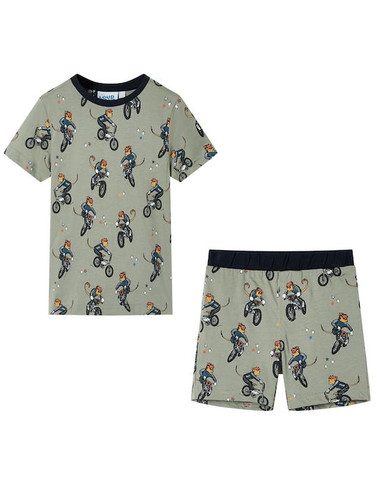 vidaXL Kids Pyjamas Summer Cotton Open Khaki