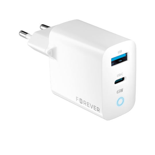 Forever Forever Handyladegerät Ohne Kabel GaN 65W Stromlieferung Weiß (TC-06-65AC)