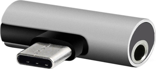 Setty Конвертор USB-C мъжки към 3.5mm / USB-C женски Сребрист 1бр AD-C-JC-7