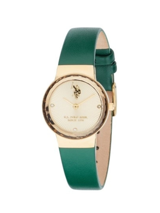 U.S. Polo Assn. Angelique Uhr mit Grün Lederarmband