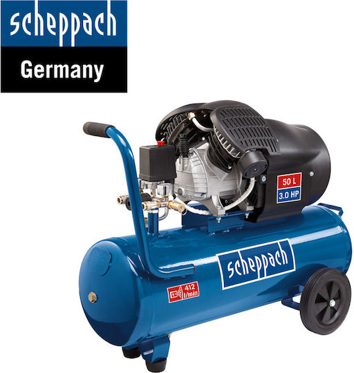 Scheppach Cu o singură fază Compresor de aer 97dB cu Putere 3hp și Rezervor de aer 50lt 5906102901
