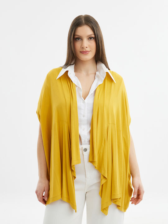 Mat Fashion Short Women's Knitted Cardigan Yellow