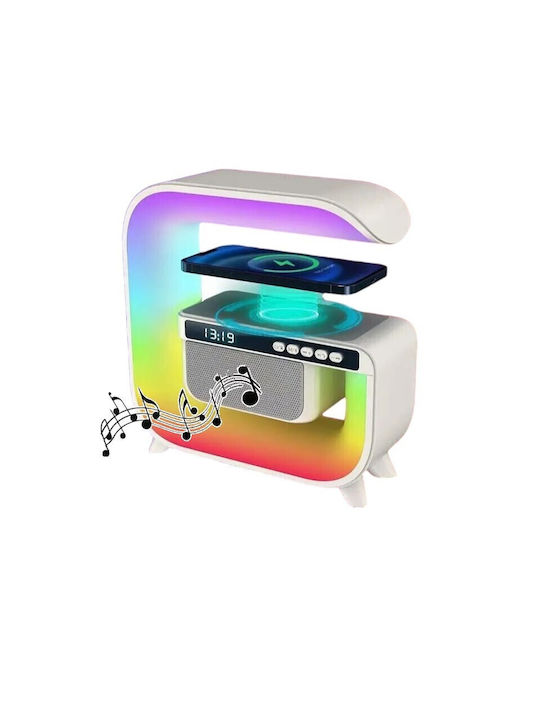 G3 Tabletop Digital Clock LED with Alarm Clock Radio and Wireless Charging White