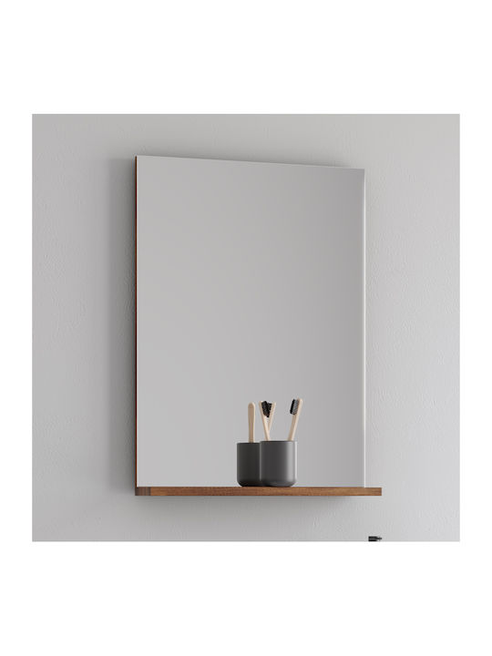 Τετράγωνος Καθρέπτης Μπάνιου από MDF με Ράφι 50x12cm