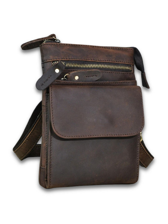 Leder Herrentasche Schulter / Crossbody Braun