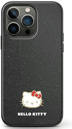 Logo Kitty Head Back Cover Plastic / Piele Negru (Galaxy Z Flip5)