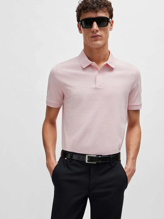 Boss Pallas Polo Herrenbluse Kurzarm Rosa