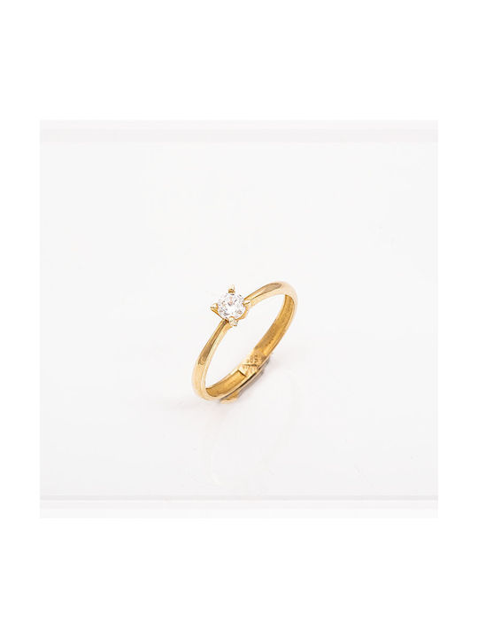 Thin Single Stone Ring 14K Gold.