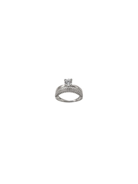 Solitaire Ring White Silver 925