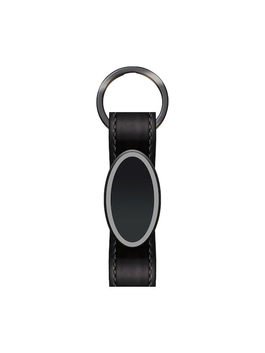 Metal Keychain with Leatherette Code An-6060 - Black