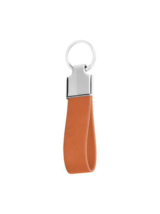 Metal Keychain with Faux Leather Code St-an-5090 - Orange