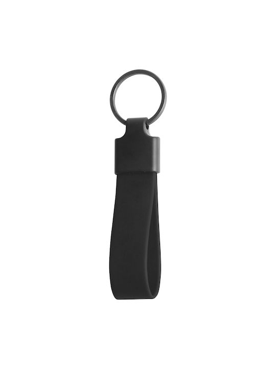 Metal Keychain with Leatherette Code An-5095 - Black