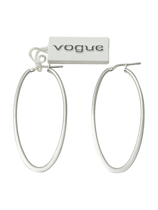 Silver Earrings, Oval Hoops.