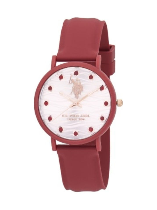 U.S. Polo Assn. Lucy Γυναικείο Ρολόι 36mm Μπαταρίας με Κόκκινο Καουτσούκ Λουράκι