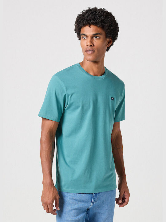 Wrangler Sign Off Men's Athletic T-shirt Short Sleeve Turquoise