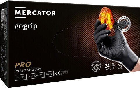 Mercator Medical GoGrip Γάντια σε Μαύρο Χρώμα 50τμχ