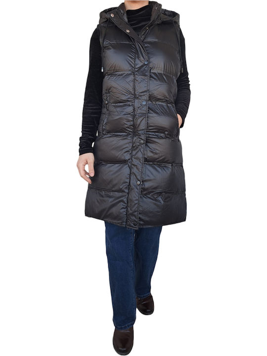 Remix Women's Long Lifestyle Jacket for Winter with Hood Black