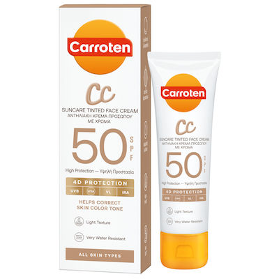 Carroten Cc Αντηλιακή Κρέμα Προσώπου Spf50 Με Χρώμα 50ml