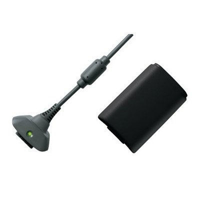 Комплект за игра и зареждане с батерия за Xbox 360 Черен