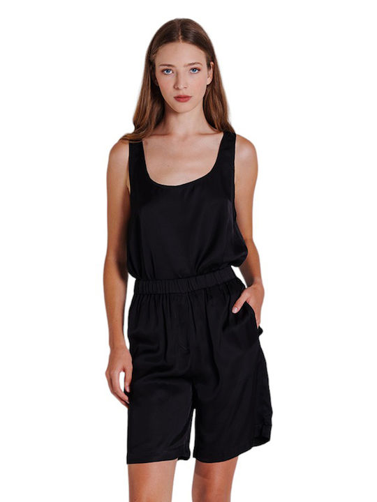 Collectiva Noir Thalo Damen Sommerliche Bluse Ärmellos Black