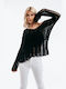 Freestyle Women's Summer Blouse Cotton Long Sleeve black