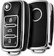 Car Key Cover Case made of with 3 Buttons for Seat / Skoda / VW in Black Color