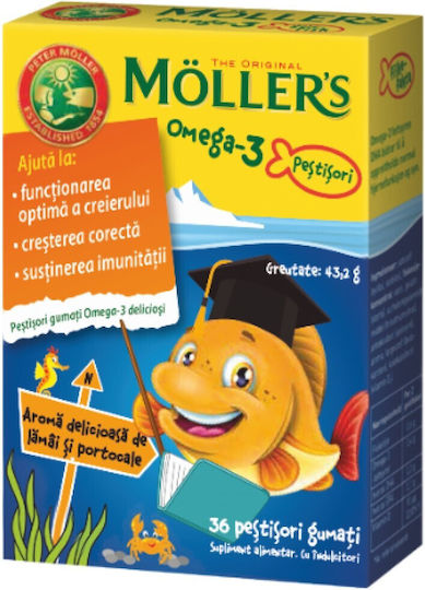 Moller's Omega 3 Ιχθυέλαιο 36 ζελεδάκια Πορτοκάλι