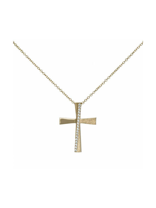 Damen Gold Kreuz 14K mit Kette