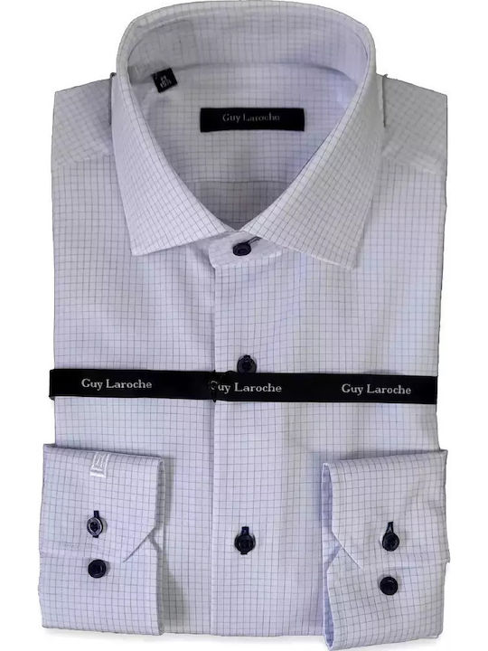 Long-sleeved Cotton Shirt Checked White