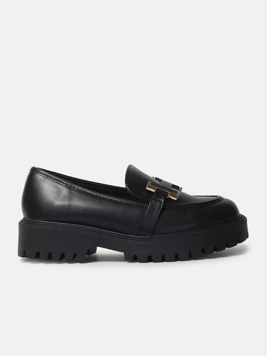 InShoes Μεταλλικό Women's Loafers in Black Color