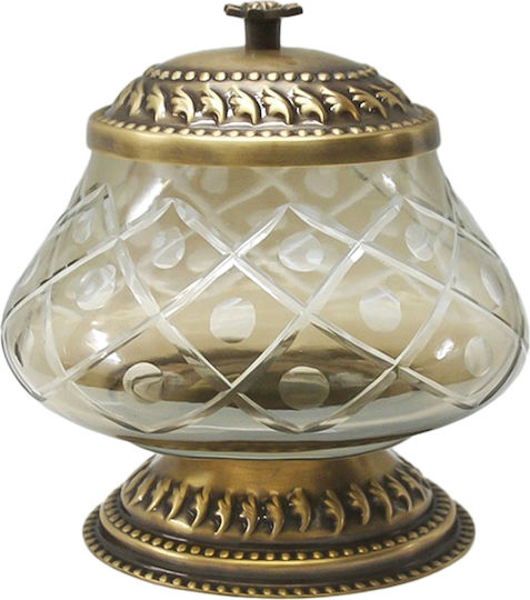 Papadimitriou Interior Glass Sweet Jar with Lid Gold 16.5x14.5x19.5cm