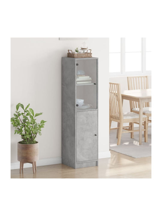 Wand Wohnzimmer Vitrine aus Spanplatte mit Glas Grey 35x37x142cm