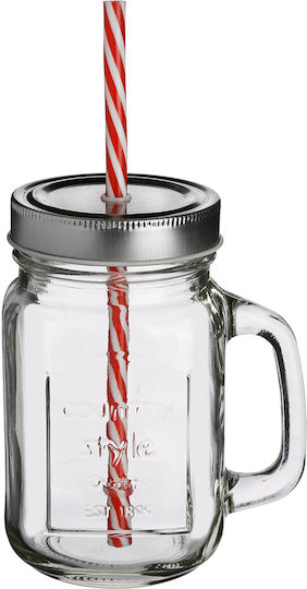 S-d Pahar Pentru Apă Din Sticlă Cu Pai 450ml
