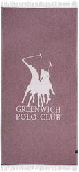 Greenwich Polo Club 3906 Prosop de Plajă Bumbac Bordeaux Ivorian cu franjuri 170x85cm.