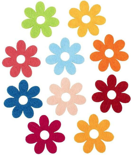 Felt Flower Shapes Set of 10 Pieces 4cm Assorted Colors Glorex