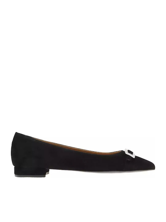 Wildleder Damen Ballerinas in Schwarz Farbe