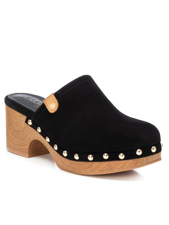 Carmela Footwear Piele Mules cu Scăzut Toc în Negru Culoare