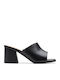 Siara65 Band Black Leather Leather Mules with Chunky High Heel in Black Color