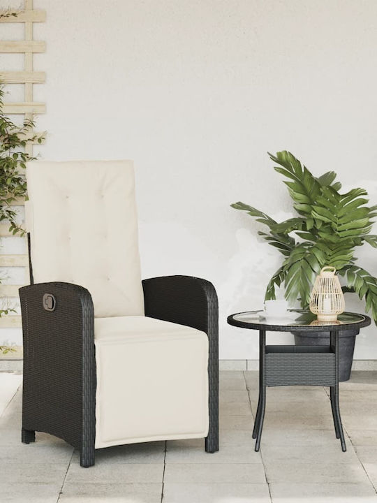 Scaun de exterior Rattan Negru cu pernă
