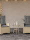 Bistro Living Room Set for Small Outdoor Spaces 3 Pieces Mixed Beige with Pillows