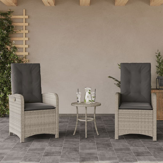 Bistro Living Room Set for Small Outdoor Spaces 3 Pieces Light Gray with Pillows