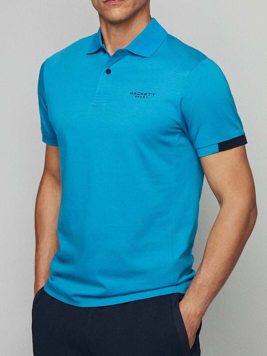 Hackett Bluza Bărbătească cu Mânecă Scurtă Polo Albastră