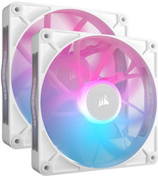 Corsair iCUE LINK RX140 Case Fan with RGB Lighting and Connection 4-Pin PWM 2pcs White