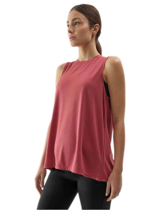 4F Damen Sportliches Bluse Ärmellos Schnell trocknend Rosa